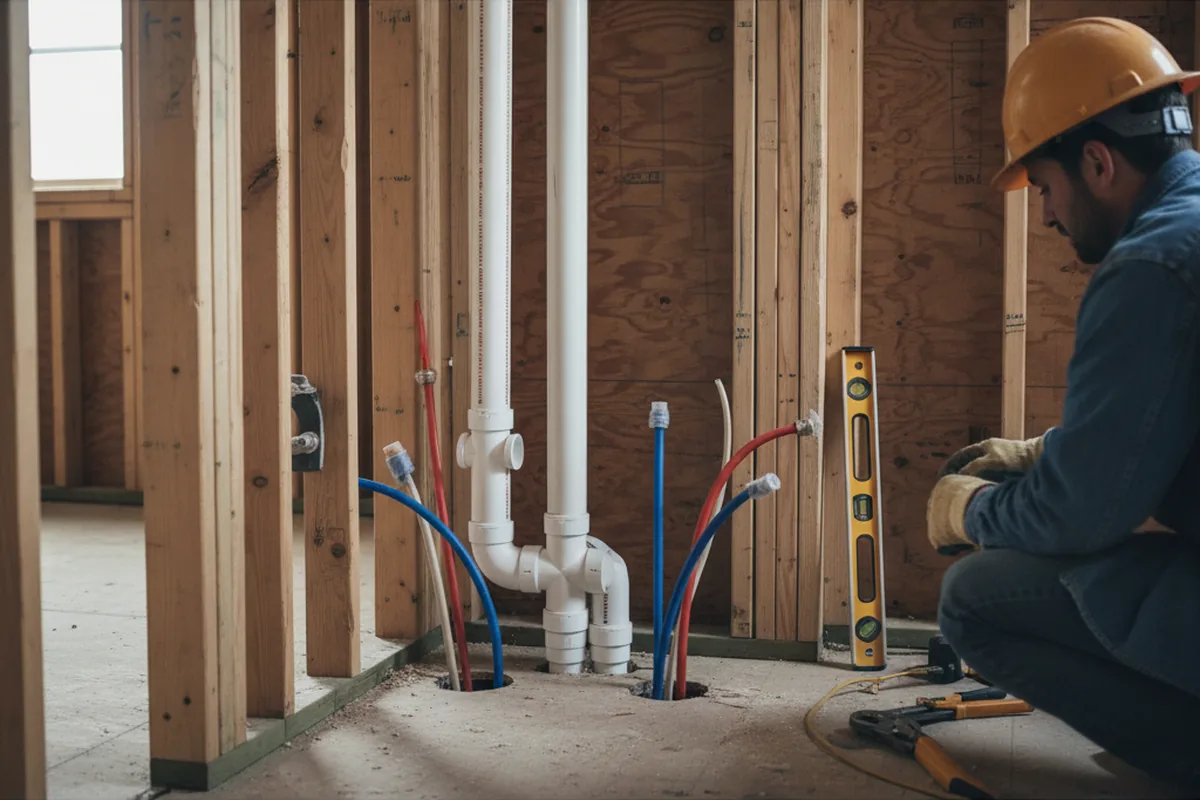 Drain and supply rough-in during Drain Cleaning in Everetts